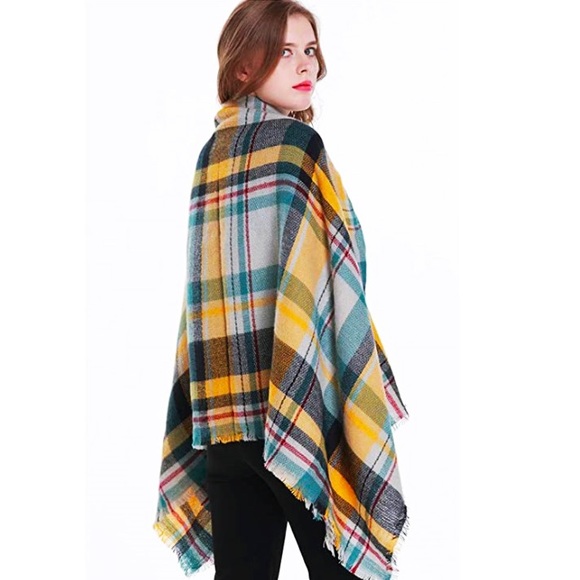 Soft Plaid Scarf Yellow Cream NWT - Picture 3 of 7